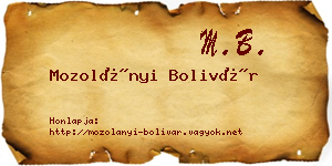 Mozolányi Bolivár névjegykártya